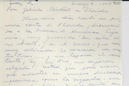 [Carta] 1953 mayo 3, Buenos Aires, [Argentina] [a] Gabriela Mistral, Florida, [EE.UU.]
