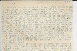 [Carta] 1956 mayo 20, Lanús, [Argentina] [a] Gabriela Mistral