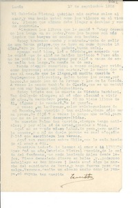 [Carta] 1956 sept. 17, Lanús, [Argentina] [a] Gabriela Mistral