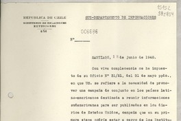 [Memorandum] N° 006686, 1948 jun. 18, Santiago [al] Señor Consul de Chile en Santa Barbara, California, Estados Unidos