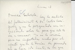 [Carta] 1947 [a] Gabriela Mistral