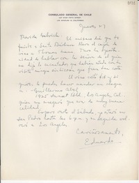 [Carta] 1948, Los Angeles, California [a] Gabriela Mistral