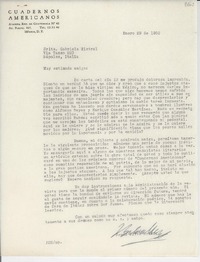 [Carta] 1952 ene. 29, [México D. F., México] [a la] Srita. Gabriela Mistral, Via Tasso 220, Nápoles, Italia