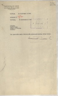 Aerograma, 1949 sept., Santiago [a] Señorita Lucila Godoy, Jalapa de Veracruz, México