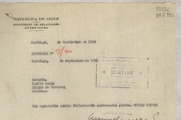 Aerograma, 1949 sept., Santiago [a] Señorita Lucila Godoy, Jalapa de Veracruz, México