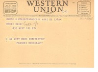 [Telegrama] [1949?], Phoenix, Arizona, [Estados Unidos] [a] Doris [Dana]