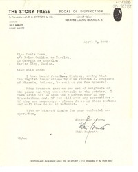 [Carta] 1950 apr. 7, Long Island, New York, [Estados Unidos] [a] Doris Dana co Palma Guillén de Nicolau, Mexico City, México