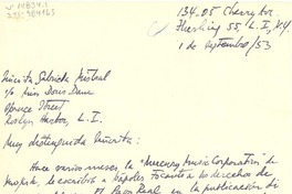 [Carta] 1953 sep. 1, Long Island, New York, [Estados Unidos] [a] Gabriela Mistral co Doris Dana, Long Island, New York, [Estados Unidos]