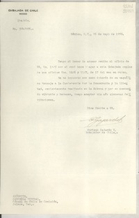 [Oficio] N° 344207, 1950 mayo 26, México D. F. [a] Señorita Gabriela Mistral, Cónsul de Chile en Comisión, Jalapa, Ver.