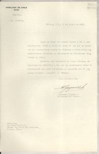 [Oficio] N° 383223, 1950 jun. 22, México D. F. [a] Señorita Gabriela Mistral, Cónsul de Chile en Comisión, Jalapa, Ver.