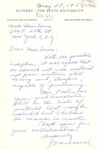 [Carta] 1958 may 27, New Brunswick, New Jersey, [Estados Unidos][a] Doris Dana, New York, [Estados Unidos]
