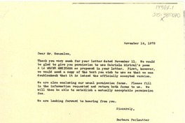 [Carta] 1972 nov. 14, [Estados Unidos] [a] Joe R. Gonzalez, Sacramento, [Estados Unidos]