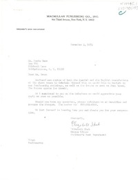 [Carta] 1975 nov. 5,[New York, Estados Unidos] [a] Doris Dana, Bridgehampton, New York, [Estados Unidos]