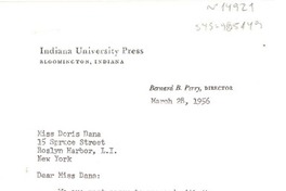 [Carta] 1956 mar. 28, [Bloomington, Indiana, Estados Unidos] [a] Doris Dana, Roslyn Harbor, New York, [Estados Unidos]