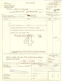 [Recibo] 1959 jul. 22, [Bloomington, Indiana, Estados Unidos] [a] Joan Daves, New York, [Estados Unidos]