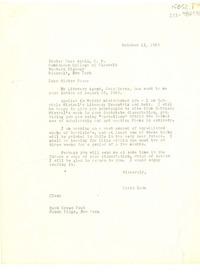 [Carta] 1965 oct. 15, Pound Ridge, New York, [Estados Unidos] [a] sister. Rose Aquin, o.p., Blauvelt, New York, [Estados Unidos]