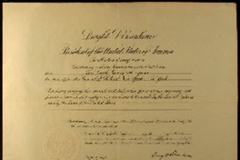 [Plácet otorgado por el Presidente de los EE.UU. a nombramiento de Gabriela Mistral como Cónsul de Chile en New York, Estados Unidos]