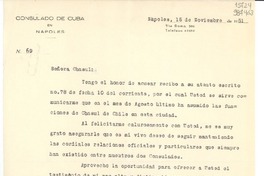 [Carta] 1951 nov. 15, Nápoles, [Italia] [a] Señora Lucila Godoy, Cónsul de Chile, Nápoles