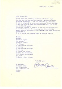 [Carta] 1957 may 24, Turin, Italia [a] Doris Dana, [Long Island, New York, Estados Unidos]