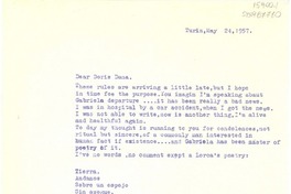 [Carta] 1957 may 24, Turin, Italia [a] Doris Dana, [Long Island, New York, Estados Unidos]