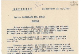 [Carta] 1952 apr. 17, Buenacompra, [Italia] [a] Consolato del Chile, Napoli