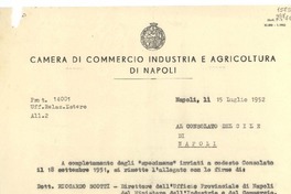 [Carta] 1952 luglio 15, Napoli, [Italia] [a] Consolato del Cile, Napoli