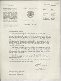 [Carta] 1946 abr. 16, Washington 6, D. C., E.U.A. [a la] Señorita Gabriela Mistral, Consulado de Chile, Los Angeles, California, [EE.UU.]