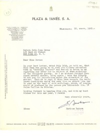 [Carta] 1965 ene. 12, Barcelona, [España] [a] Joan Daves, New York, [Estados Unidos]