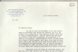 [Oficio] N° 261, 1956 abr. 16, 2440 Massachusetts Ave., N. W., Washington 8, D. C., [EE.UU.] [a la] Señora Gabriela Mistral, Washington, D. C., [EE.UU.]