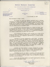 [Carta] 1948 sept. 9, Washington D. C., [Estados Unidos] [a] Muy distinguida colega y amiga