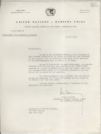 [Carta] 1946 mai 13, New York, [Estados Unidos] [a] Mademoiselle Gabriela Mistral, 770 Park Avenue, New York City