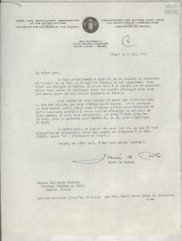 [Carta] 1952 juin 6, Rome, [Italia] [a] Madame Gabrielle Mistral, Consulat Général du Chili, Naples, Italie