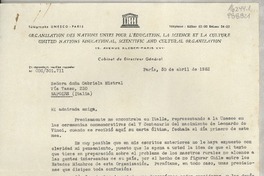 [Carta] 1952 abr. 30, París, [Francia] [a la] Señora doña Gabriela Mistral, Vía Tasso, 220, Nápoles, Italia
