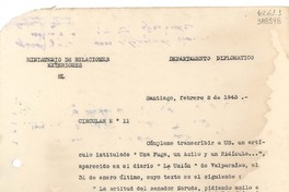 Circular N° 11, 1948 feb. 2, Santiago, [Chile]