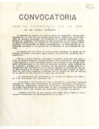 Convocatoria : para la Conferencia por la Paz de los Pueblos Americanos