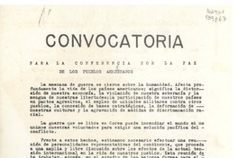 Convocatoria : para la Conferencia por la Paz de los Pueblos Americanos