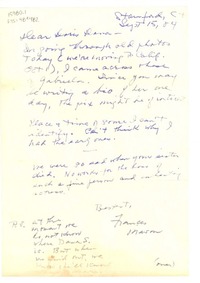 [Carta] 1984 sept. 15, Stanford, [Estados Unidos] [a] Doris Dana