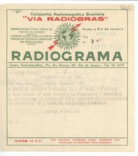 [Telegrama] 1945 nov. 16, Stockholm, [Sweden] [a] Gabriela Mistral, ConChile, Rio, [Brasil]