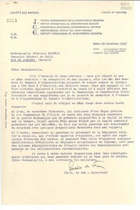 [Carta] 1937 oct. 30, Rome, [Italia] [a] Mademoiselle Gabriela Mistral, Consulat Général du Chili, Río de Janeiro