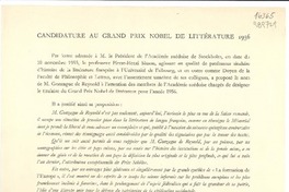 Candidature au Grand Prix Nobel de Littérature 1956