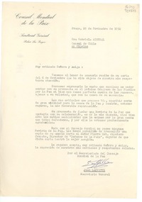 [Carta] 1952 nov. 26, Praga, [Checoeslovaquia] [a la] Sra. Gabriela Mistral, Cónsul de Chile en Nápoles, [Italia]