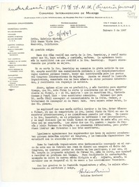 [Carta] 1947 feb. 5, 1734 F Street, N. W., Washington 6, D. C., [EE.UU.] [a la] Srita. Gabriela Mistral, 1305 Buena Vista Ave., Monrovia, California, [EE.UU.]