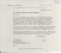[Carta] 1970 Nov. 23, [New York, Estados Unidos] [a] Miss Doris Dana, Box 784, Hildreth Lane, Bridgehampton, New York