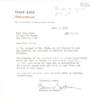 [Carta] 1961 Apr. 7, Time & Life Building, Rockefeller Center, New York, [EE.UU.] [a] Miss Joan Daves, 15 East 48 Street, New York 17, N. Y., [EE.UU.]