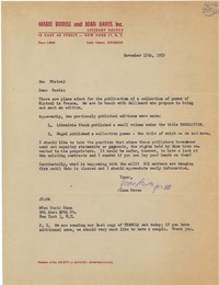 [Carta] 1957 Nov. 15, [New York, Estados Unidos] [a] Miss Doris Dana, 204 East 20th St., New York