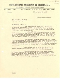 [Carta] 1954 mar. 19, Montevideo, Uruguay [a] Gabriela Mistral