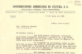 [Carta] 1954 mar. 19, Montevideo, Uruguay [a] Gabriela Mistral