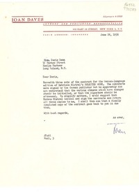 [Carta] 1956 June 26, 112 East 19 Street, New York 3, N. Y., [EE.UU.] [a] Mrs. Doris Dana, 15 Spruce Street, Roslyn Harbour, Long Island, N. Y., [EE.UU.]