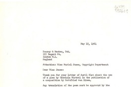 [Carta] 1961 May 18, [EE.UU.] [a] Boosey and Hawkes, Ltd., 295 Regent St., London, W.1., England