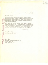 [Carta] 1963 Apr. 1, [EE.UU.] [a] Mr. Kapp, General Music Publishing Co., 53 E. 54th St., New York 22, N. Y., [EE.UU.]